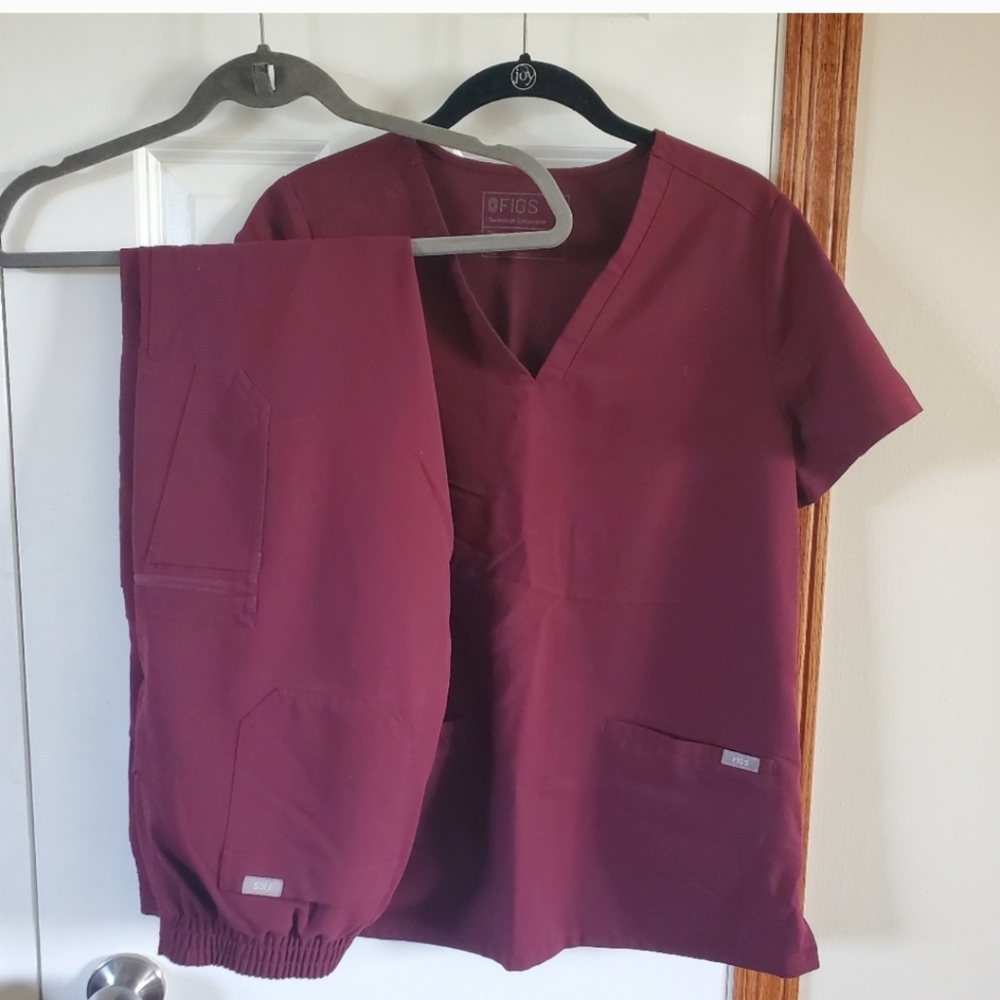 Figs Maroon And Light Blue Scrub Sets